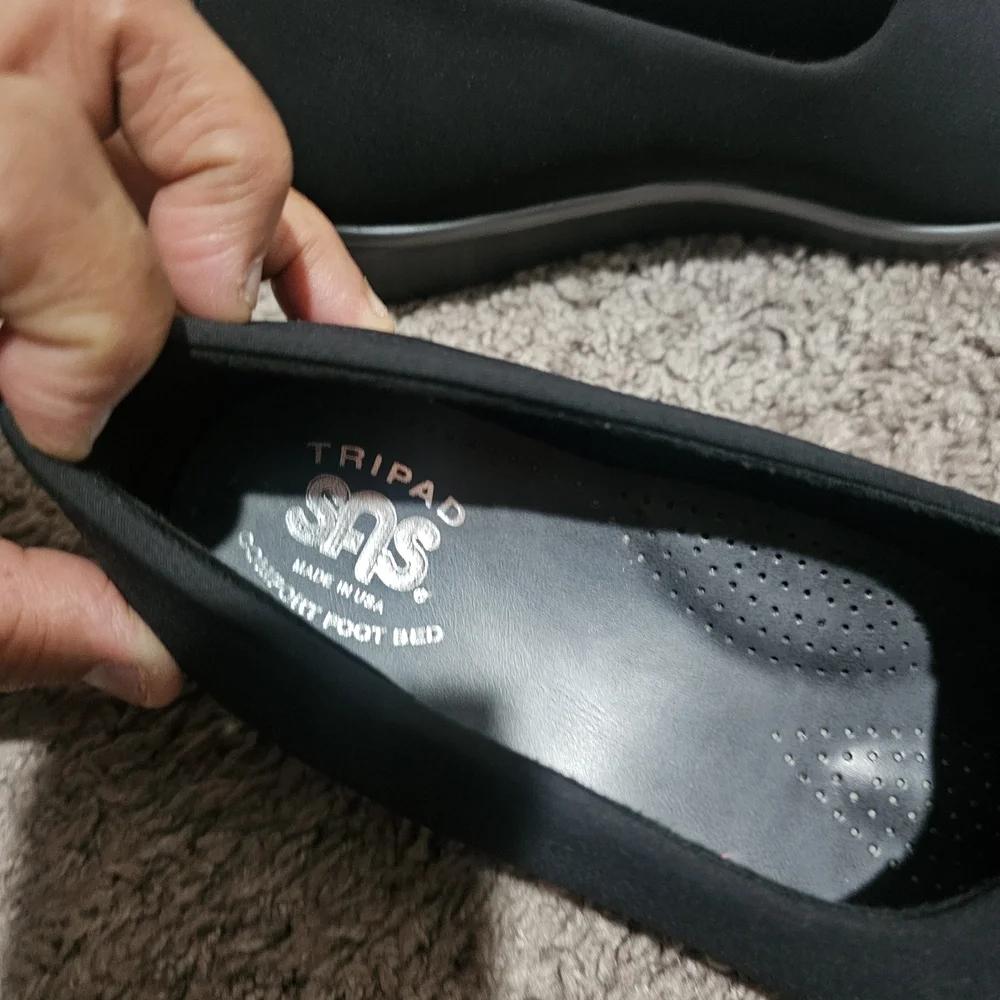 SAS Bliss Slip On Tripad Comfort Loafers Black Wedge Shoes Size 8